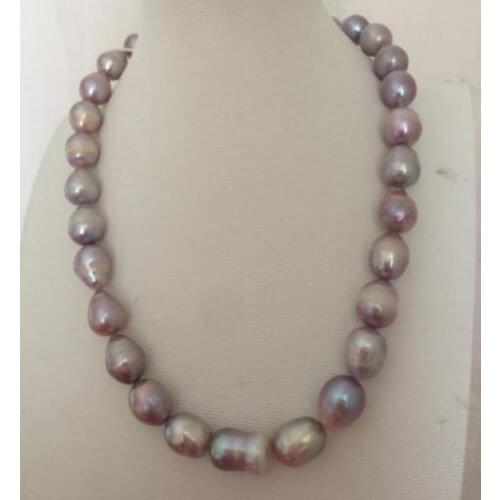 Fashion jewelry gorgeous 13-14mm south sea baroque lavender pearl necklace 18"925s KKK