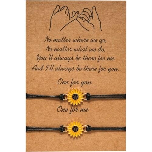 Fashion Sunflower Wish Bracelet Wax Cotton Cord Sunflower Charm Surfing Bracelet For Women Drop Shipping In Stock