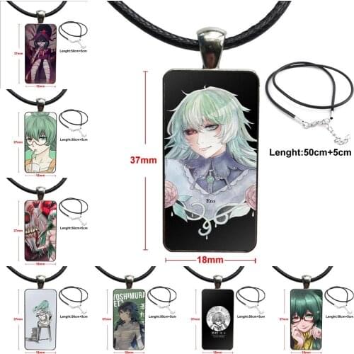 Fashion Glass Cabochon Pendant Rectangle Necklace Choker Necklace Jewelry For Unisex Gift Eto Yoshimura Tokyo Ghoul