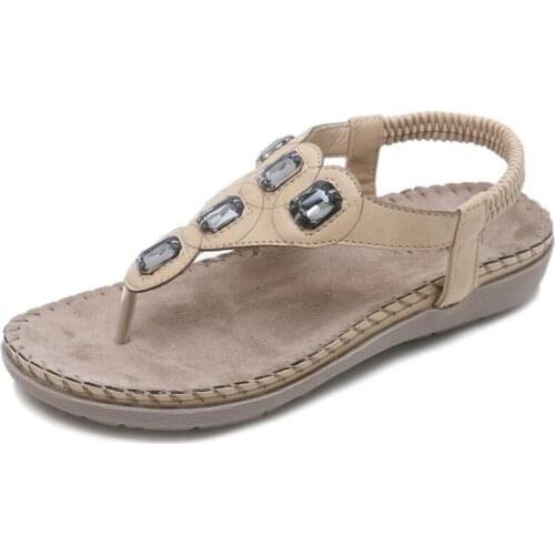 New Women Flat Sandals Plus Size 35-42 Fashion Crystal Women Shoes Summer Footwear Beach Flip Flops Shoes Women