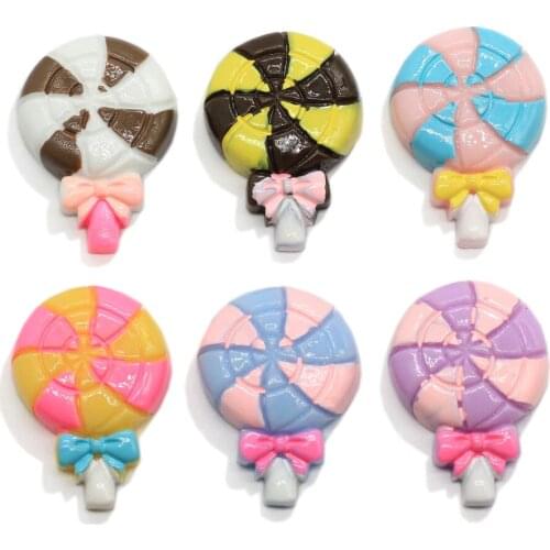 New Arrive Miniature Swirly Lollipop Flatback Resin Cabochon Kawaii Multi Lollipop Candy Charms Hairbow Centers Scrapbooking DIY