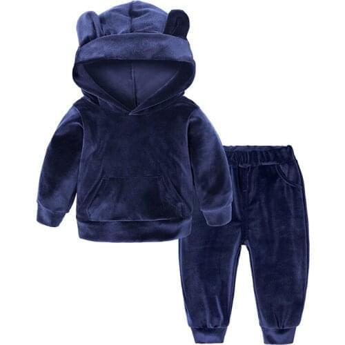 New Children Winter Cotton Clothing Set Casual Long Sleeve Coat Pant Suits Kids Velvet Clothes Sets Thicken Boys Girls Clothing