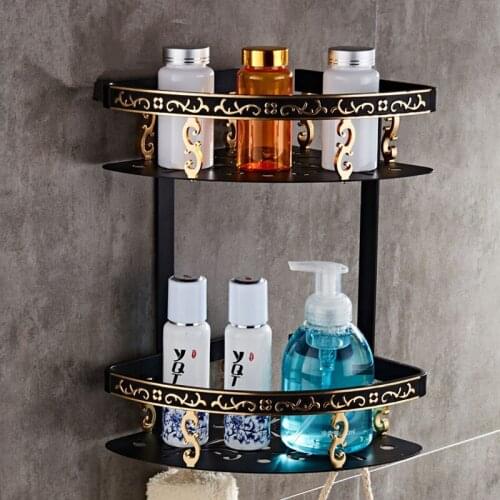 Bathroom Shelf Aluminum Corner Shelf Soap Holder Bath Shower Shelf Bath Shampoo Holder Wall Mounted Carved Free Shipping