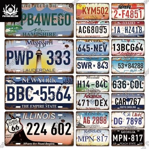 Putuo Decor American Tin Sign Metal Sign Licenses Plate Decor Plaque Metal Vintage Cafe Man Bar Pub Cave Coffee Wall Decoration