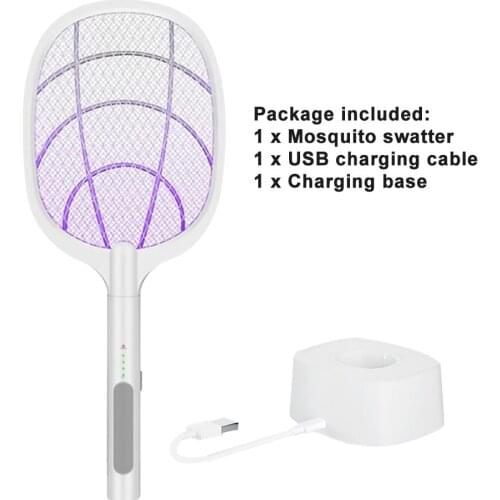 Insect Racket Killer With UV Lamp 3000V Electric Flying Mosquito Bug Zapper Swatter Tennis Racket Rechargeable Insect Fly 2