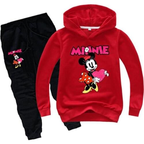 DisneyThe spring and autumn period and the model of childrens wear two-piece 2021 cartoon boy girl hoodie + pants fleece suit