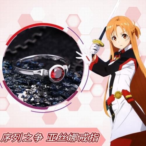 Deluxe Anime Sword Art Online Kirito Cosplay Yuuki Asuna SAO 925 Silver Ring Adjustable Props Jewelry New