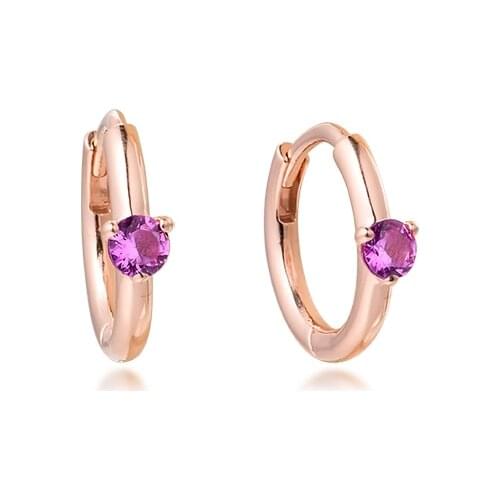 Rose Pink Solitaire Huggie Hoop Earrings 100% 925 Sterling Silver Jewelry Free Shipping