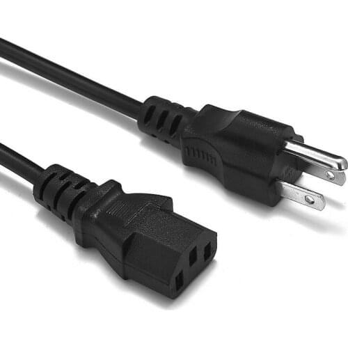 50pcs US Power Cord 1.2m 4ft 100W 3 Pin Prong American Plug NEMA 5-15P IEC C13 Power Supply Cable For AC Adapters DVD