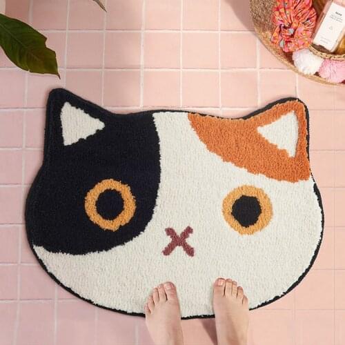 Cute Cartoon Cat Bathroom Door Enterance Absorbent Floor Mats Home Bathroom Toilet Non-slip Floor Mats Home Living Carpet
