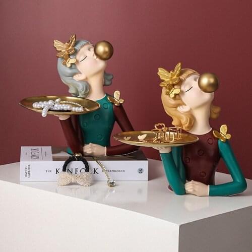 Nordic Style Resin Bubble Girl Sculpture Ornaments Living Room Desktop Character Statue Model Crafts Home Decoration Accessories