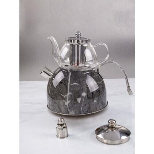 Marble Pattern Pressure Glass Teapot Black kitchen mother teapot tea coffee tea maker kettle
