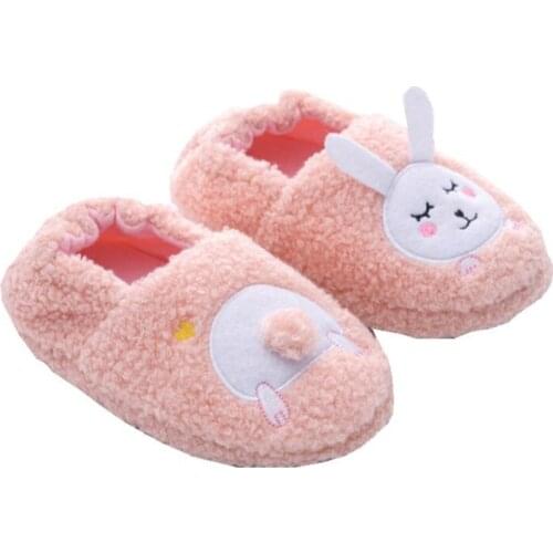 Kids baby girls cotton slippers 2020 winter/autumn children home shoes non-slip warm cartoon indoor plush slippers floor shoes