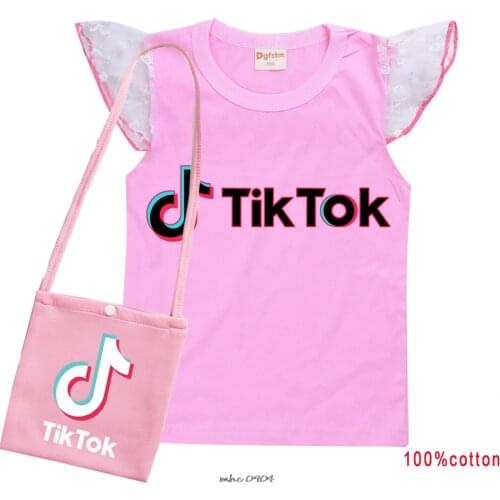 Tik Tok New Infant Boys Girls Summer Cartoon Tik Tok T Shirt + Bag Clothes 2pcs Sets Children Kids Tik Tok Clothing