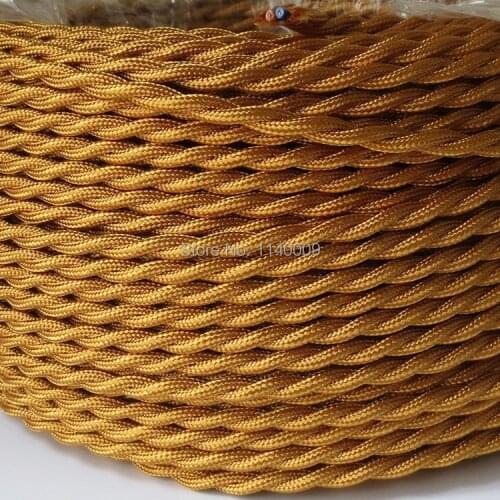 Gold Color 2 x 0.75mm2 Twisted Cable Twisted Electrical Wire Color Braided Electric Cable Textile Cord