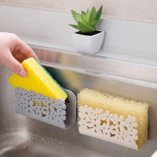 1Pcs ?Suction Sponge Holder Wall Mounted Plastic Sink Storage Rack for Soap Dish Sponge Drying Racks Kintchen Bathroom Organizer