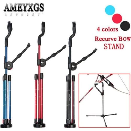 1pc Foldable Aluminum Alloy Recurve Bow Stand Longbow Tripod Holder Bracket Rack For Hunting Shooting Archery Accessories