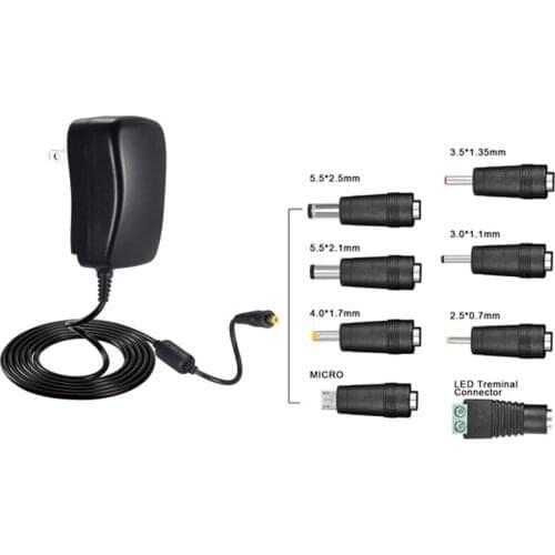 2pcs/lot 3V/4.5V/5V/6V/7.5V/9V/12V 12W Multi-functional Adjustable Switching Power Supply, DC Voltage-regulating Adapter