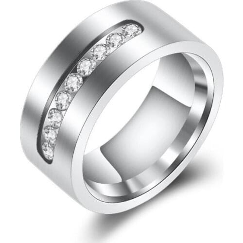 2021 Hot European and American unisex stainless steel ring Crystal from Swarovskis Inlaid zircon fashion jewelry wholesale