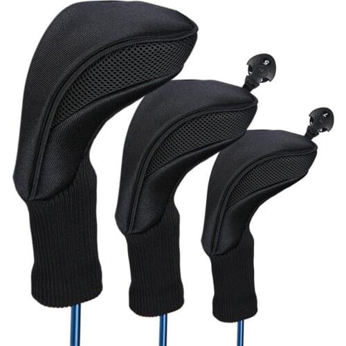 3 Pcs Long Neck Golf Head Covers Long Neck Wood Club Protection Sleeve with Digital Embroidery Golf Putter Headcover Accessories