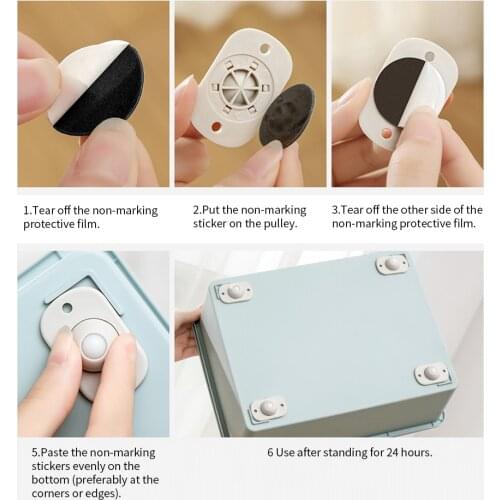 Paste Type Universal Pulley 4Pcs Adhesive Pulley Storage Box Pulley Can Self-adhesive Pulley Home No Noise No Scratches Box Whe