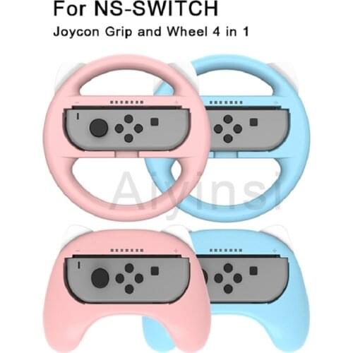4 In 1 Left and Right Handle Grips Controller Joystick Caps Racing Steering Wheel for Nintendo Switch NS Accessories