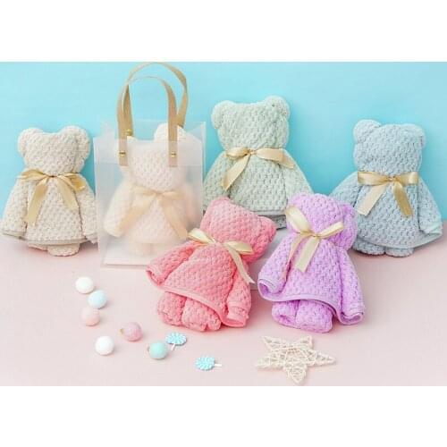 73*35cm Bear towel high-density coral fleece square bathroom wash towel portable gift for Friend Valentines Day souvenirs