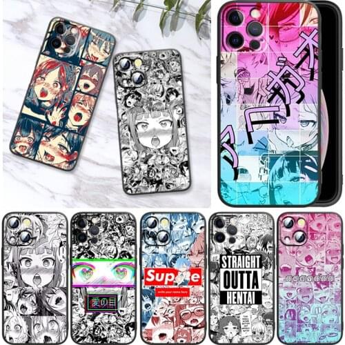 Ahegao manga girl Silicone Cover for Apple iPhone 12 11 SE XS XR X 7 8 6 5 S mini Plus Pro MAX 2020 Soft Phone Case