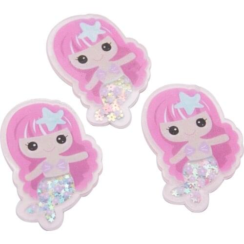 David accessories 5PCS 47x72mm Mermaid Sequins Quicksand Liquid Acrylic For Phone Case DIY Kids HairBow Accessories,5Yc6656