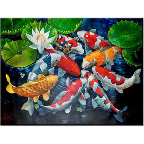 New pop appreciate koi fih diamond painting full squareround diamond embroidery sale crystal diamond mosaic diy 5d drill