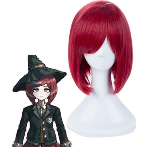 Anime Danganronpa Cosplay Yumeno Himiko Red Short Wig Halloween Cosplay Costume Heat Resistant Hair Women Party Wigs