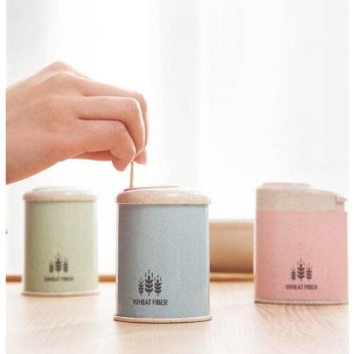 Toothpick Storage Case Eco-friendly Toothpick Dispenser Toothpick Box Toothpick Holder Portable Wheat Straw Kitchen Accessories