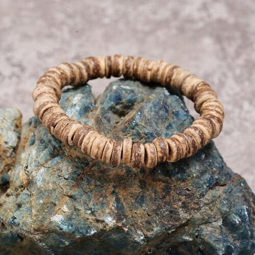 Tibetan Buddhist Hand Braided Elastic Rope Bracelet Women Men Natural Coconut Shell Beads Lucky Jewelry