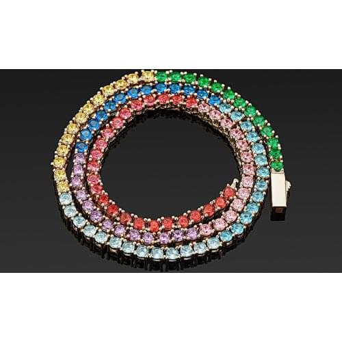 Hip Hop Bling Iced Out Gradient 3A+ Cubic Zirconia Tennis Link Chain Chokers Necklaces for Men Women Unisex Rapper Jewelry