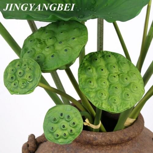 Artificial PU Lotus stamen Green Fake Plants For Home Shop Garden Party Decora water flowers arrangement long stem lotus branch
