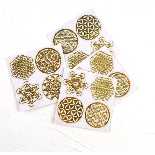 JF007 Orgonite Tree Life Energy Tower Pyramid Pattern Paste Copper Sticker For Hand Craft Materials