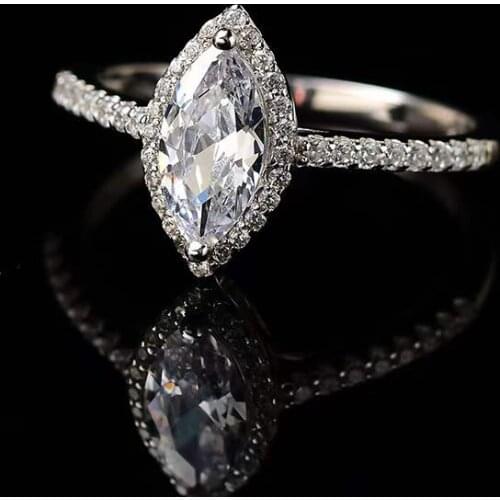 Marquise Cutting Moissanite Rings 1-2ct Carat Diamond Substitute Luxurious S925 Silver Wedding Jewelry White D Color