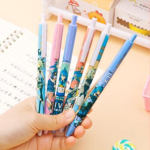2Pcs Kawaii Game Black Ink Press Pen 0.5mm Creative Game Student Gel Pens Novelty Stationery Cute Pen Kids Stationery Gift