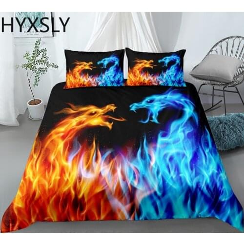 Hand Painting Print Crow Skull Fire Dragon Bedding Set Single Twin Double Queen King Size Bed Linen Animal Cartoon Design Quilt