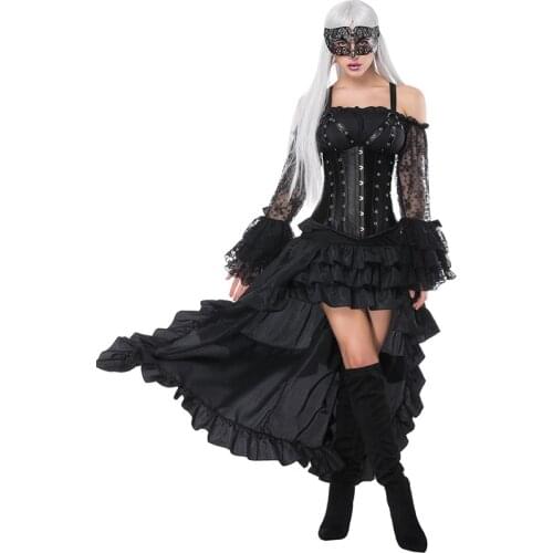 Women Steampunk Gothic Overbust Waist Trainer Spaghetti Strap Burlesque Corset Dress Vintage Bustier Top Corsets And Bustiers