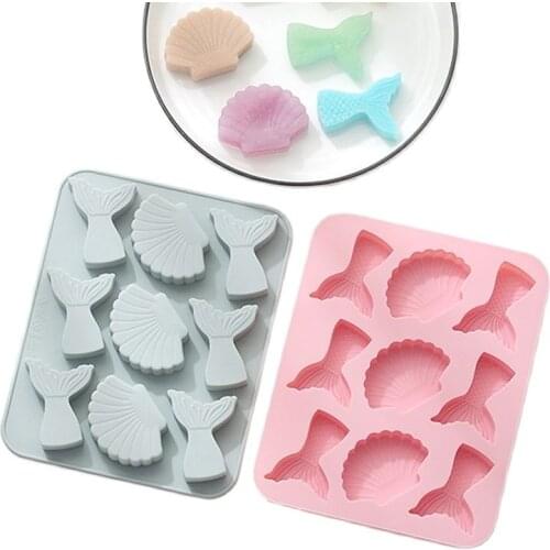 Creative fish tail silicone mold 3D shell cake fudge pudding silicone mold handmade soap mold fondant cake decorating tools k984