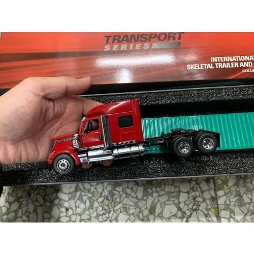 INTERNATIONAL LONESTAR SLEEPER SKELETAL TRAILER AND 40' DRY GOODS CONTAINER CHINA SHIPPING 1/50 DIECAST MASTERS 71045