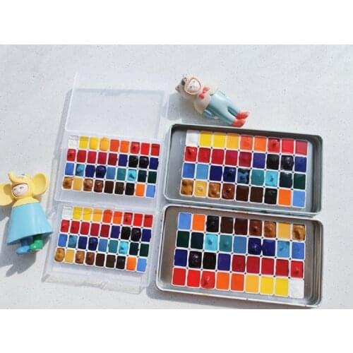 Mijello Gold 34 colors watercolor pigment water color paint sub-packing trial pack mini color test with tin box
