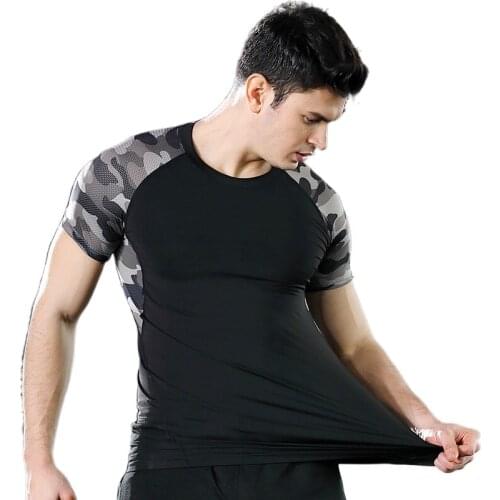 2021Summer Mens T-shirt Short Sleeve Running Sports Fitness Training Quick-drying Elastic Fashion Men Top Men Clothing T Shirt