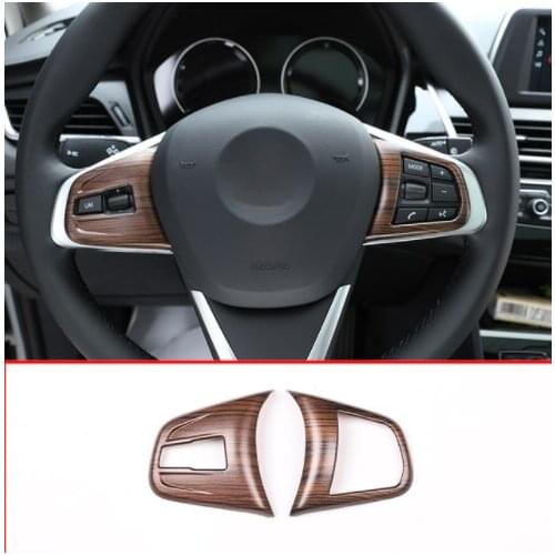 Pine Wood Grain ABS Chrome Steering Wheel Button Cover Trim For BMW 2 series 218i f45 F46 X1 F48 2016-2019 X2 F47 2018