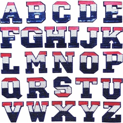 Sequins English Alphabet Letter Embroidery Patches DIY hot Melt Adhesive Sew On Brand Cloth Accessories stickers name patches