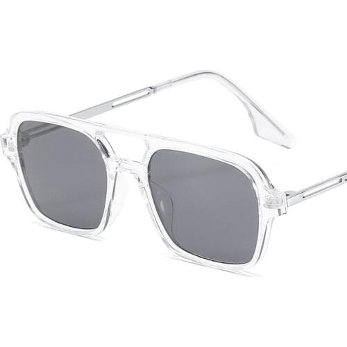 Rectangle mens sun glasses Personality double beam Internet celebrities Concave shape retro square mens sunglasses brand design