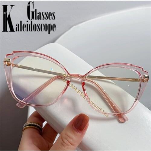 TR90 Cat Eye Eyeglasses Frames Women Men Anti Blue Light Glasses Frame Office Decorative Glasses Fashion Transparent Spectacle