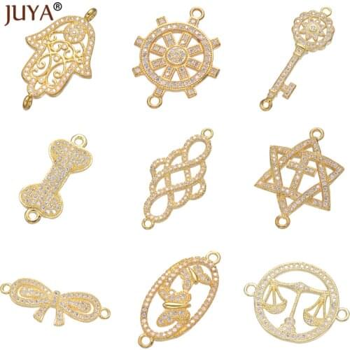 Wholesale DIY Jewelery Components Luxury Copper Zircon Series Connector Charms Accessory Parts For Jewelry Making Handmade Craft