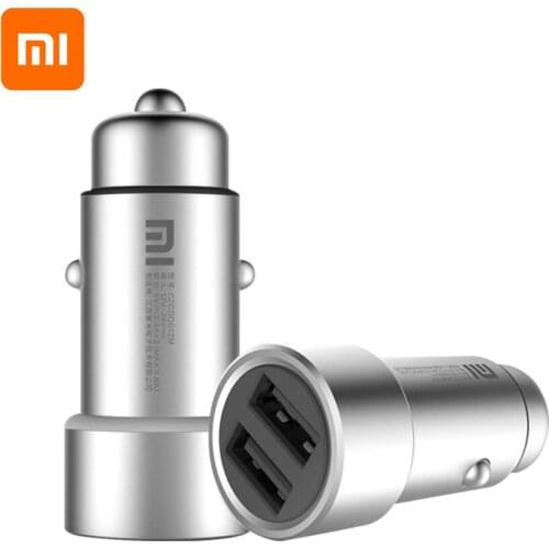 Original Xiaomi Mi Car Charger QC3.0 with 2 Dual USB Quick charge Max 5V/3A 9V/2A 15V/1.5A Metal Style car gift